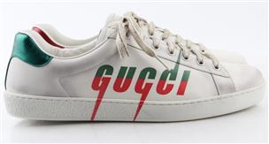 Gucci Ace Blade Distressed Sneaker White Leather